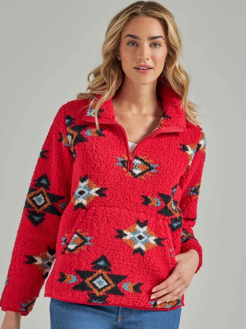 Wrangler Retro Tango Red Sherpa Pullover